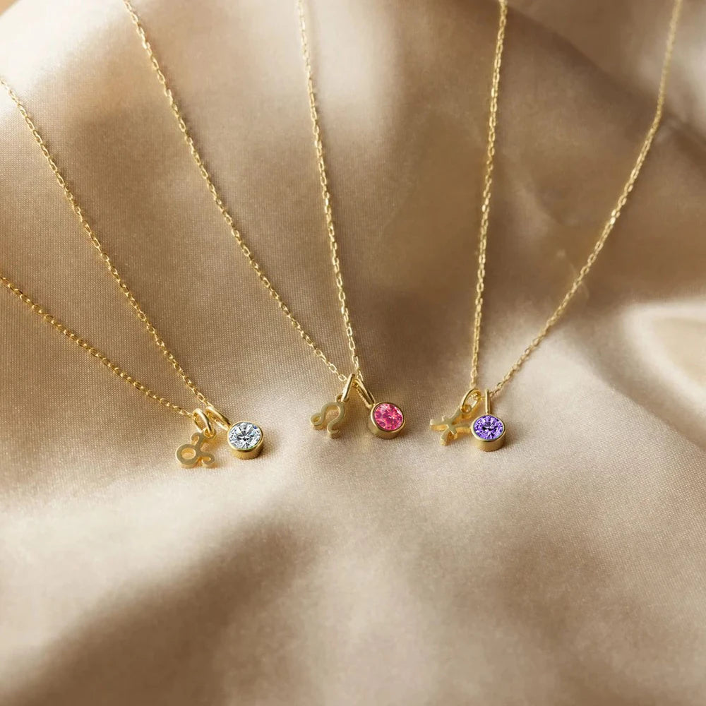 Zodiac Gemstone Pendant Necklace