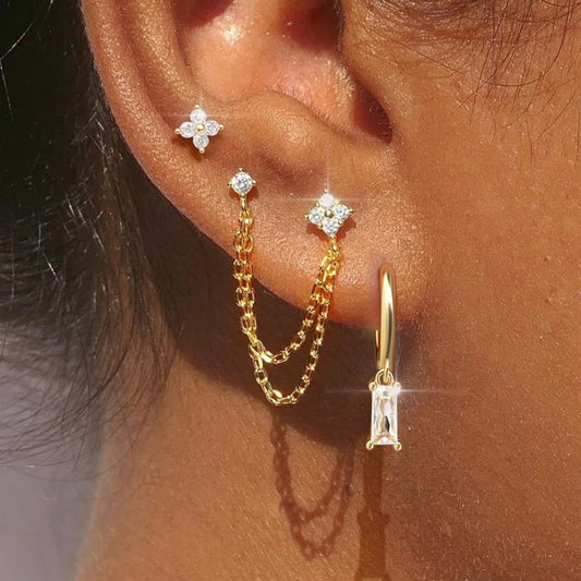 Layered Gold Starry Earrings
