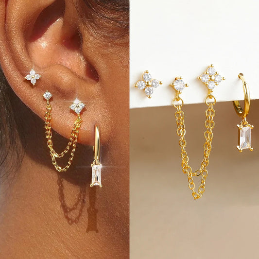 Layered Gold Starry Earrings